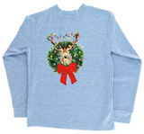 BOYS LONG SLEEVE LOGO TEE - CHRISTMAS BUCK ON BLUE