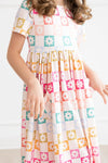 CHECKMATE SHORT SLEEVE POCKET TWIRL DRESS