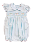 LULU BEBE AQUA SMOCKED WAIST RAINBOW BUBBLE