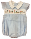 LULU BEBE DUCK GINGHAM SMOCKED BOY BUBBLE