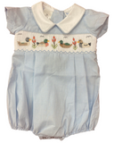 LULU BEBE DUCK GINGHAM SMOCKED BOY BUBBLE