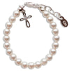 STERLING SILVER PEARLS CROSS BRACELET - MEDIUM