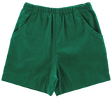 ELASTIC WAIST CORDUROY SHORTS - KELLY GREEN