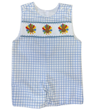 TURKEY BLUE CHECK SMOCKED SHORTALL