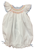 GIRLS BUBBLE WITH SMOCKING AND FLUTTER SLEEVE