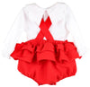 TIMELESS TOTS SCALLOP OVERALL SET - RED