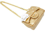 QUILTED FLOWER PEARL HANDBAG - GOLD