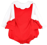 TIMELESS TOTS SCALLOP OVERALL SET - RED