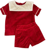 SQUARE COLLAR SHORT SET - RED