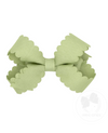 MINI SCALLOP EDGE GROSGRAIN BOW - CELERY