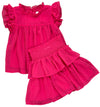 HOT PINK TIERED SKIRT SET