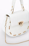 CHAIN DETAIL HANDBAG - WHITE