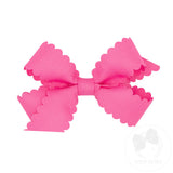 MINI SCALLOP EDGE BOW- HOT PINK