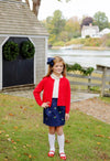 CRITTER BEASLEY BAG SKIRT NANTUCKET NAVY WITH WREATH EMBROIDERY