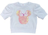 LULU BEBE PASTEL MINNIE SEQUIN SHORTSLEEVE PUFF SHIRT