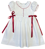 WHITE CHRISTMAS EMBROIDERED AND PINTUCK DRESS