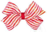 MEDIUM HOLIDAY STRIPE PRINTED SEQUIN HAIR BOW