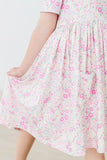 BLOOMING BEAUTY SHORT SLEEVE POCKET TWIRL DRESS