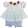 LULU BEBE TURKEY BLUE CHECK SMOCKED BLLOMER SET