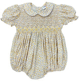 YELLOW FLORAL SMOCKED BODICE BUBBLE