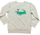 GREEN MARDI GRAS GATOR EMBROIDERED LONG SLEEVE SHIRT