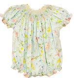 LULU BEBE FLORAL SMOCKED BISHOP BUBBLE