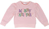 LULU BEBE MERRY CHRISTMAS  PASTEL SEQUIN LONGSLEEVE SHIRT