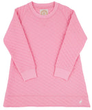 CASSIDY COMFY CREWNECK DRESS ( QUILTED ) HAMPTONS HOT PINK WITH WORTH AVENUE WHITE STORK