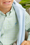 DEAN'S LIST DRESS SHIRT KIAWAH KELLY GREEN & BARRINGTON BLUE CHANDLER CHECK WITH BARRINGTON BLUE STORK