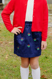 CRITTER BEASLEY BAG SKIRT - NANTUCKET NAVY WITH WREATH EMBROIDERY