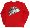 BOYS LONG SLEEVE PERFORMANCE TEE - SPANIEL DOG ON RED