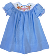 PUMPKIN PATCH LIGHT BLUE GINGHAM SMOCKED BISHOP DRESS