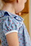 RAMONA RUFFLE COLLAR BUBBLE BARRINGTON BLUE MIDWAY MICRO FLORAL PALMETTO PEARL