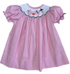 BOO SMOCKED LIGHT PINK GINGAM BISHOP DRESS