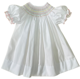 CLASSIC WHITE SMOCKED BISHOP DRESS