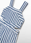 GIRLS BICOLOR STRIPED JUMPSUIT - NAVY AND WHITE