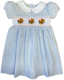 TURKEY BLUE CHECK SMOCKED WAIST DRESS