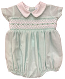 GEO SMOCKED BOY BUBBLE WITH COLLAR - MINT