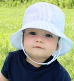 LIGHT BLUE REVERSIBLE BOYS BUCKET HAT WITH STRAPS