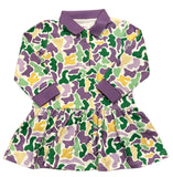 MARDI GRAS CAMO DROP WAIST DRESS