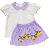 LULU BEBE GIRLS LSU SKIRT SET WITH EMBROIDERED PAWS