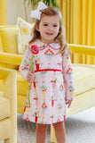 LINDY'S LUNCH DRESS PINK AND PLENTIFUL WITH RICHMOND RED AND WORTH AVENUE WHITE BUTTONS