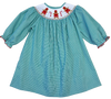 GINGERBREAD LONG SLEEVE SMOCKED BISHOP DRESS