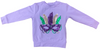 LONG SLEEVE SEQUIN MARDI GRAS MASK SHIRT - LAVENDER