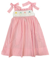 LULU BEBE SNOWBALL SMOCKED DRESS WITH RUFFLE