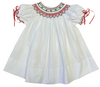 LULU BEBE EMMA SMOCKED CHRISTMAS BISHOP DRESS