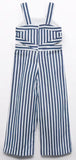 GIRLS BICOLOR STRIPED JUMPSUIT - NAVY AND WHITE