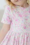 BLOOMING BEAUTY SHORT SLEEVE POCKET TWIRL DRESS