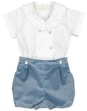 DUSTY BLUE VELVET BABY SET