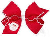 MEDIUM GROSGRAIN HAIR BOW WITH MOONSTITCH EDGE AND SANTA CLAUS MAN HOLIDAY - THEMED EMBROIDERY